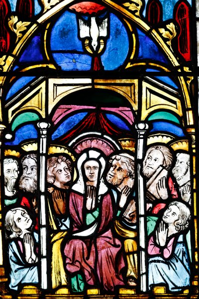 Temple Saint-ƒtienne Calvinist Church, Glassmaleri, The Assumption of Mary into Heaven, Strasbourg, Frankrike. av Unbekannt