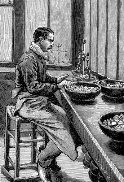 Testing av vekten av gullstykker, Paris mynte, 1892 av Unbekannt
