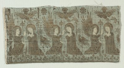 Tekstilfragment med bebudelsen, 1370-1400. av Unbekannt