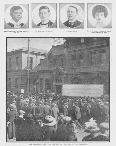 The agonizing wait for the list of the lost i Southampton, 20. april 1912. av Unbekannt