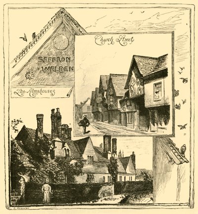 The Almshouses, Audley End og Church Street, Saffron Walden, 1898. av Unbekannt