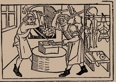 Smedkunsten. Fra Speculum Vitae Humanae av Rodericus Zamorensis, 1479. av Unbekannt