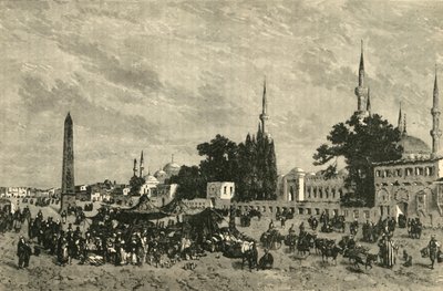 At-Meidan - Ancient Hippodrome - Med Theodosius-søyle, Konstantinopel, 1890. av Unbekannt