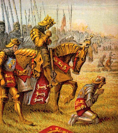 Slaget ved Agincourt, 1415, c1850 av Unbekannt