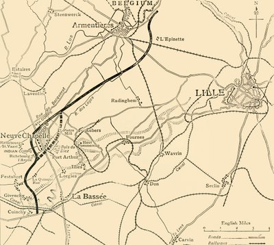 Slagmarken ved Neuve Chapelle, første verdenskrig, 1915, c1920. av Unbekannt
