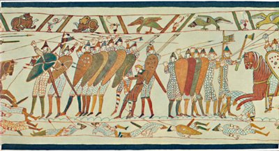 Begynnelsen av slaget ved Senlac Bayeux-teppet, c1400-tallet, 1902 av Unbekannt