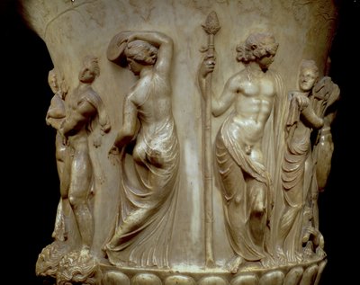 Borghese-krateret eller -vasen, detalj av relieff som viser Dionysos og hans menader, gresk, nyattisk, sent på 2. århundre f.Kr. (marmor) av Unbekannt