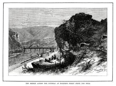 Broen over Potomac ved Harpers Ferry, West Virginia, USA, 1877 av Unbekannt