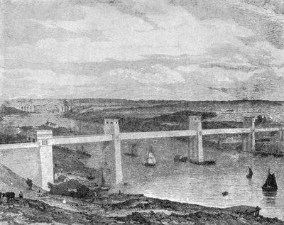Britannia Tubular Bridge over Menai-stredet, 1850..., 1901. av Unbekannt