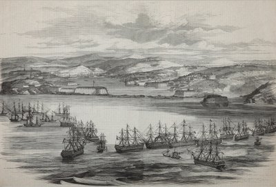 Den britisk-franske skvadronen i Sevastopol, ca 1855 av Unbekannt