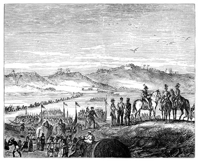 Den britiske hæren krysser Sutlej-elven, India, 1800-tallet, 1900 av Unbekannt