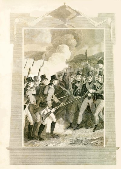 Britene angriper franske linjer med bajonetter i slaget ved Maida, 1806, 1816. av Unbekannt