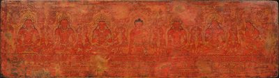 Buddha Shakyamuni, Five Past Buddhas og Maitreya, ca. 1400-tallet. av Unbekannt