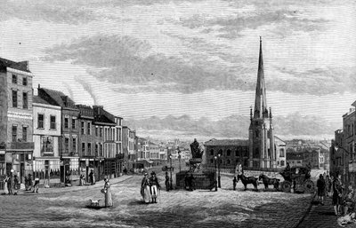 Bull Ring, med St Martins Church, Birmingham, 1812 1887 av Unbekannt