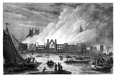 The Burning of the Houses of Parliament, London, 1834 c1895 av Unbekannt