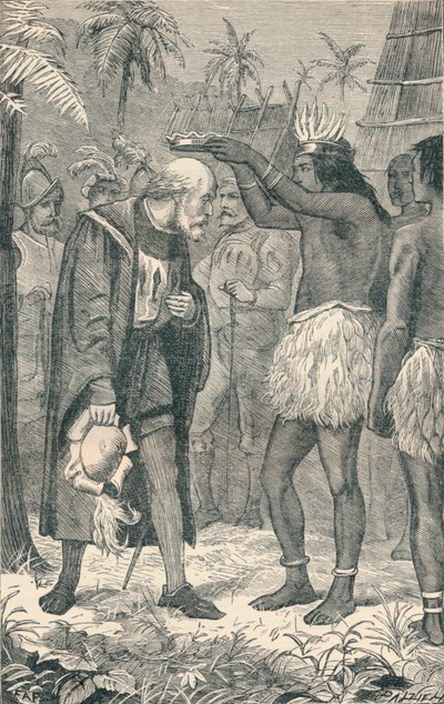 The Cacique Plasser en krone på hodet til Columbus, 1904 av Unbekannt