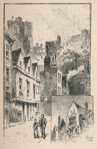 Slottet fra Thames Street. Litt av ytterveggene, 1895 av Unbekannt