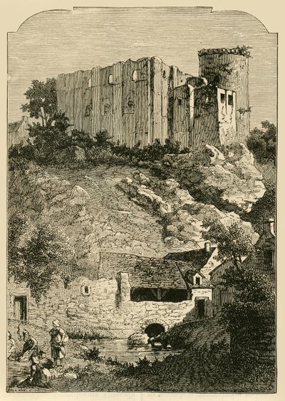 Falaise-slottet og Arlette-fontenen, 1890. av Unbekannt