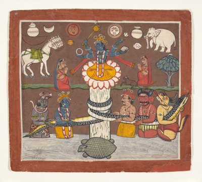 The Churning of the Ocean of Milk, ca. 1780-90. av Unbekannt