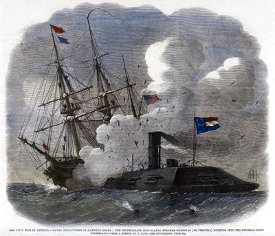 The Civil War in America - Naval Engagement in Hampton Roads..., 1862 av Unbekannt