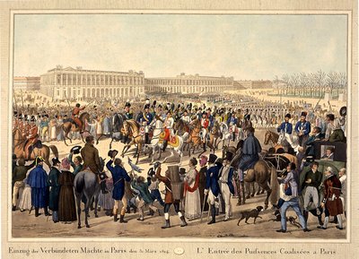 Koalisjonshæren går inn i Paris 31. mars 1814, tidlig på 1800-tallet. av Unbekannt