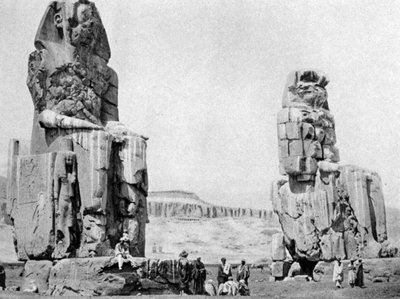 The Colossi of Memnon, Luxor Theben, Egypt, c1922 av Unbekannt