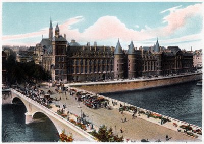Conciergerie og Pont Neuf, Paris, ca 1900 av Unbekannt