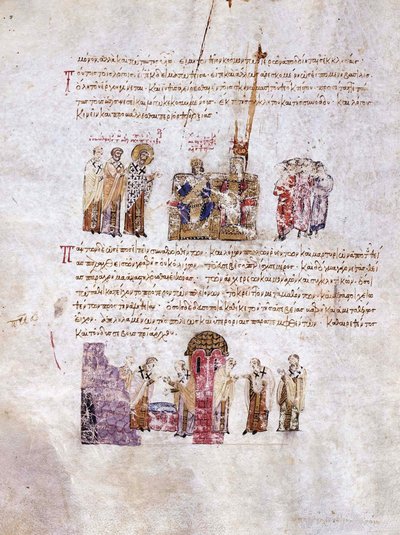 Konstantinopels råd Triumf for ortodoksien i 843 miniatyr fra Madrid Skylitzes, av Unbekannt