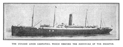 Cunard-fartøyet Carpathia som reddet de overlevende fra katastrofen, 20. april 1912. av Unbekannt