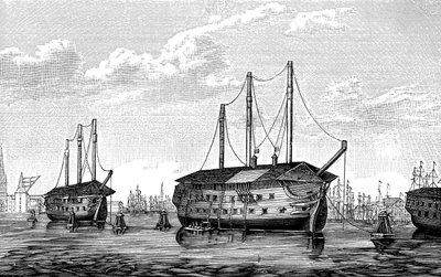 De danske fengselsskipene Dronning Maria og Waldemar i København, 1848-1849 av Unbekannt