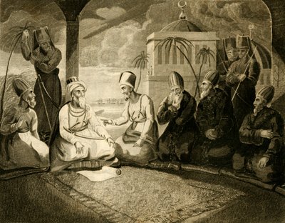 Dey of Algiers konsulterte sitt råd ved ankomsten av den engelske flåten, 1816. av Unbekannt