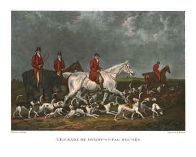 The Earl of Derbys Stag Hounds, tidlig på 1800-tallet, ca 1955. av Unbekannt