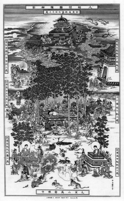 De åtte hendelsene i Nirvana of Sakyamuni, 1700-tallet, 1886 av Unbekannt