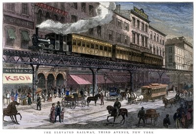 The Elevated Railway, Third Avenue, New York, 1879 av Unbekannt