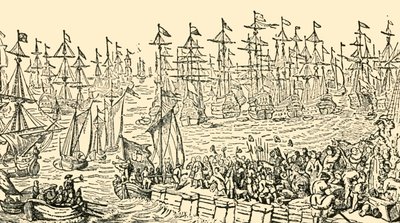 Ombordstigningen til William av Orange fra Holland for England, 1688, c1930. av Unbekannt