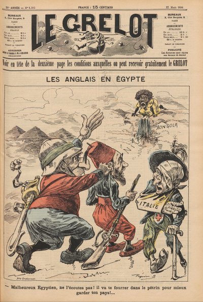 Engelskmennene i Egypt. Karikatur fra Le Grelot, 22. mars 1896, 1896. av Unbekannt