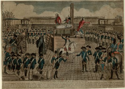 Henrettelsen av Marie Antoinette på Place de la Revolution 16. oktober 1793, ca. 1793. av Unbekannt