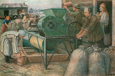 Kampen for høsten: sortering av frø i en Mordva kollektivgård, 1933 av Unbekannt