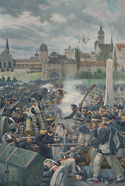 Den franske hæren forlater Leipsic, 1813, 1896. av Unbekannt