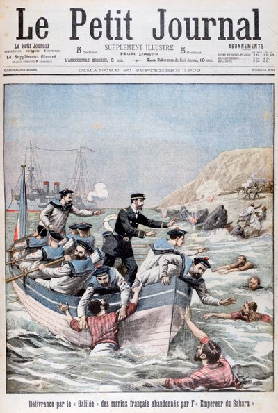 Den franske Linois Class-krysseren Galilea redder franske sjømenn, 1903 av Unbekannt