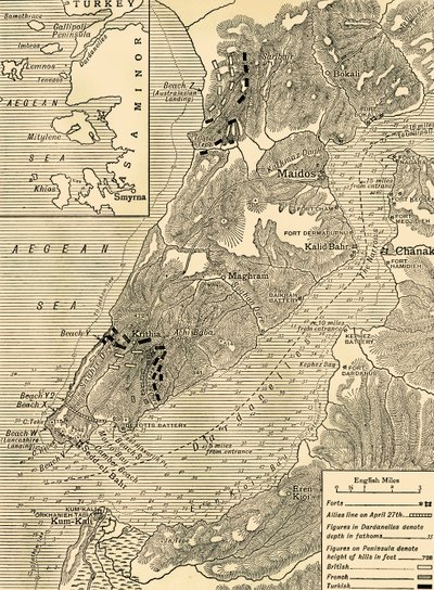 Gallipoli-kampanjen, første verdenskrig, 1915, c1920. av Unbekannt