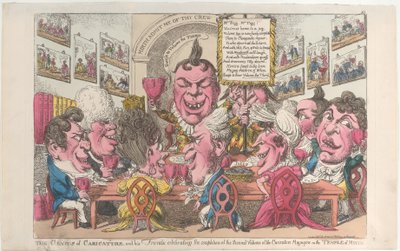 The Genius of Caricature, og hans venner, feirer fullføringen av Secon..., 2. juli 1808. av Unbekannt