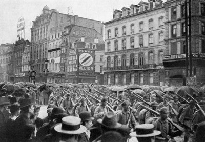 Den tyske hæren marsjerte gjennom Brussel, første verdenskrig, c1914 1920 av Unbekannt
