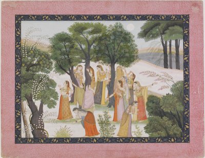 Gopis-søket etter Krishna fra en Bhagavata Purana, ca. 1780. av Unbekannt