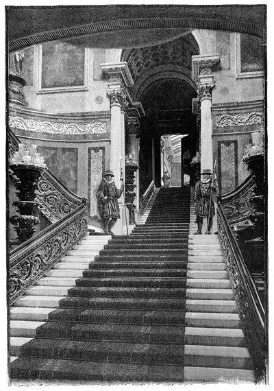 The Grand Staircase, Buckingham Palace, London, 1900 av Unbekannt