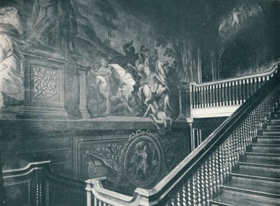 The Grand Staircase, Viser Thornhills veggmalerier, Stoke Edith, c1909 av Unbekannt