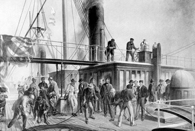 The Great Eastern gjenoppretter den tapte Atlanterhavskabelen, 1866, c1920 av Unbekannt