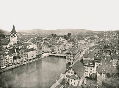 Grosse Stadt og Kleine Stadt delt av elven Limmat, Zürich, Sveits, 1895. av Unbekannt