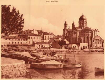 Havnen og kirken, Saint Raphael, 1930. av Unbekannt