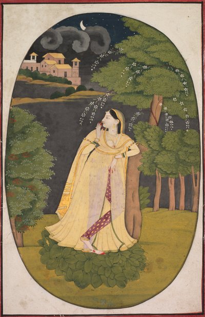 Heltinnen som venter spent på sin fraværende elsker Utka Nayika, ca. 1800. av Unbekannt